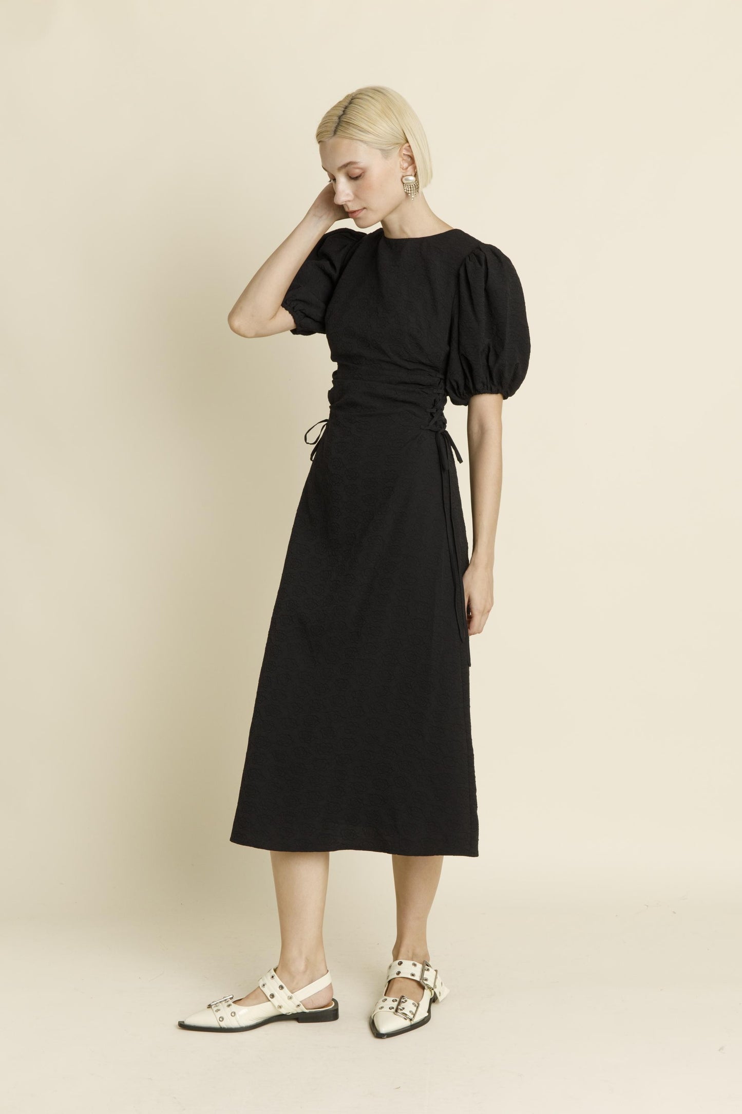 Rosette Tie Midi Dress