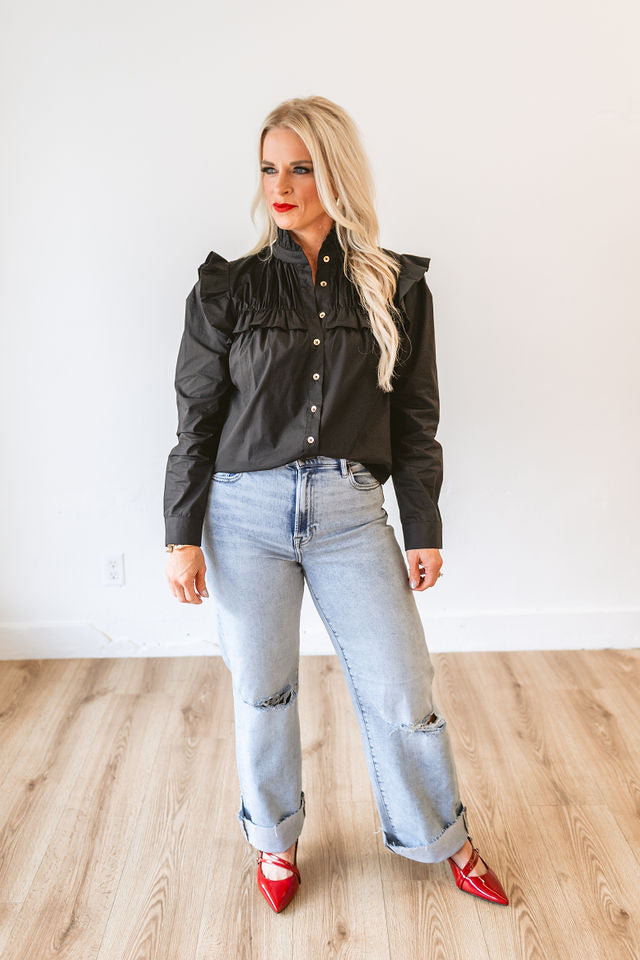 Button Down Ruffled Blouse