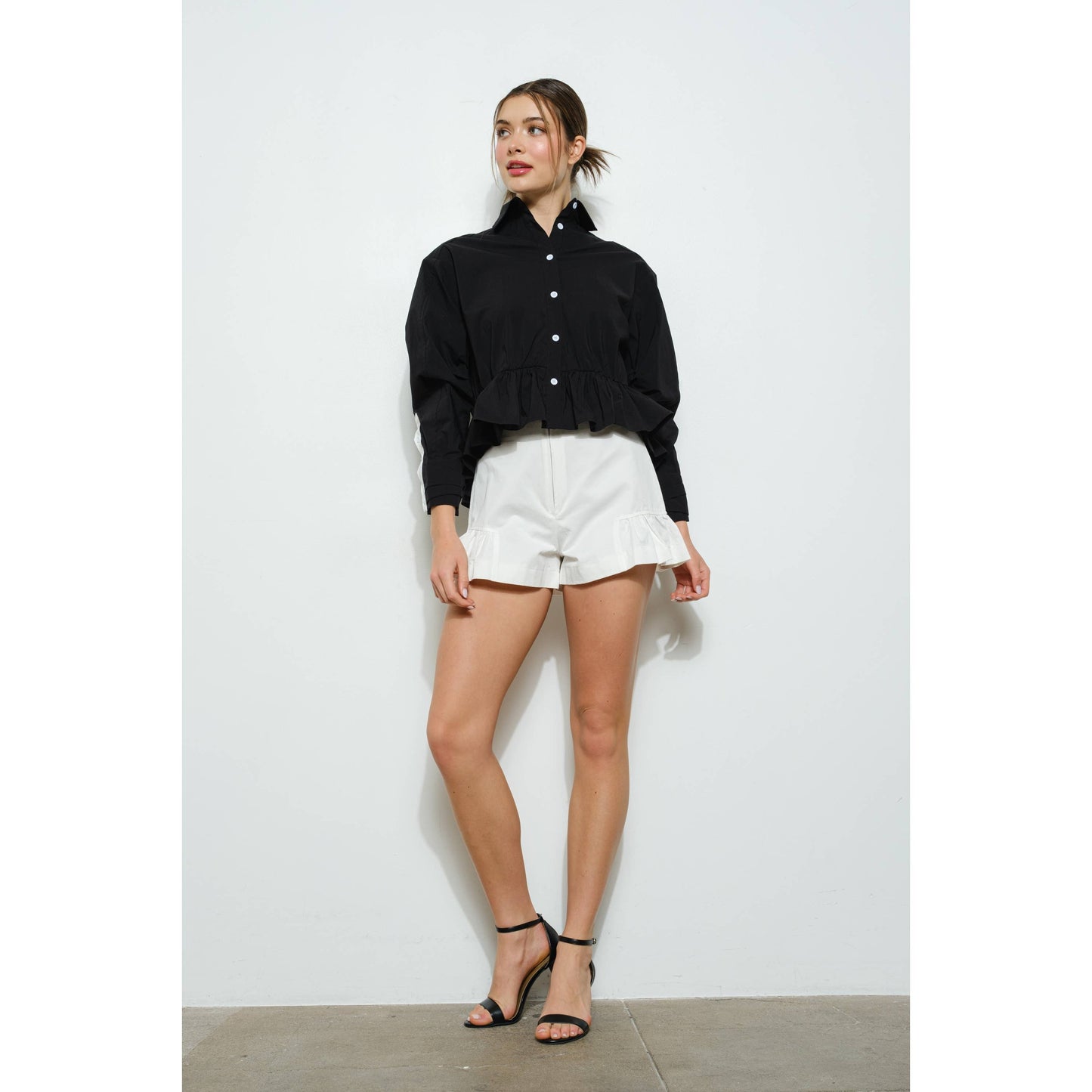 BLK Long Sleeve Shirt with Peplum Detail