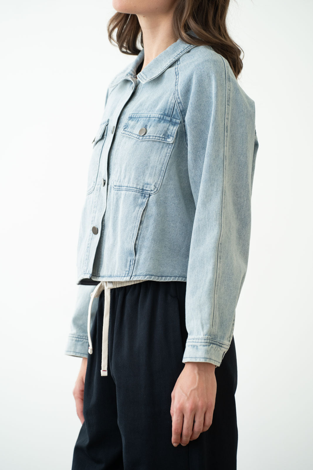 Denim High & Low Utility Jacket