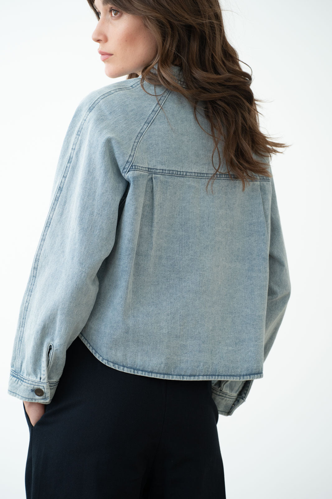 Denim High & Low Utility Jacket