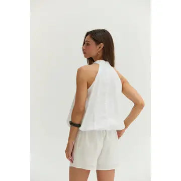 Rachel Bubble Hem Poplin Halter Top