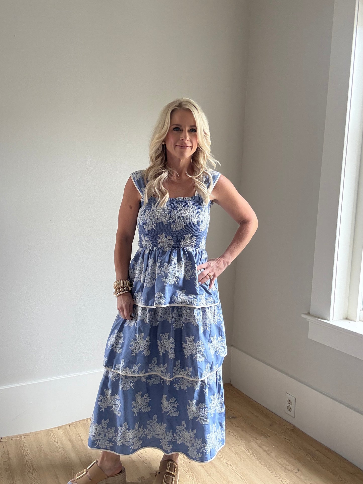 Embroidered Charm Midi Dress