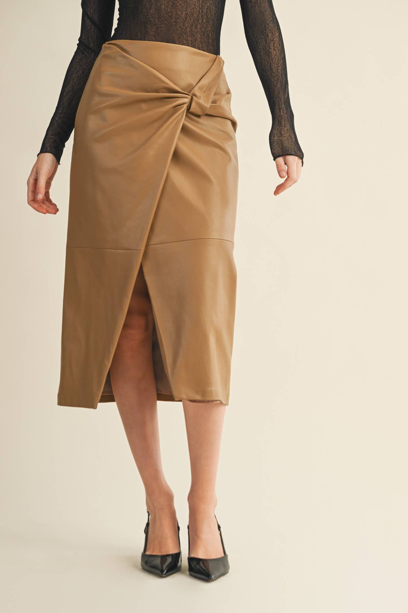 TAN KNOT WRAP SKIRT