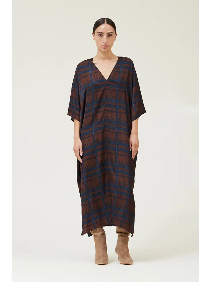 Satin Print Tunic Dress - Cocoa