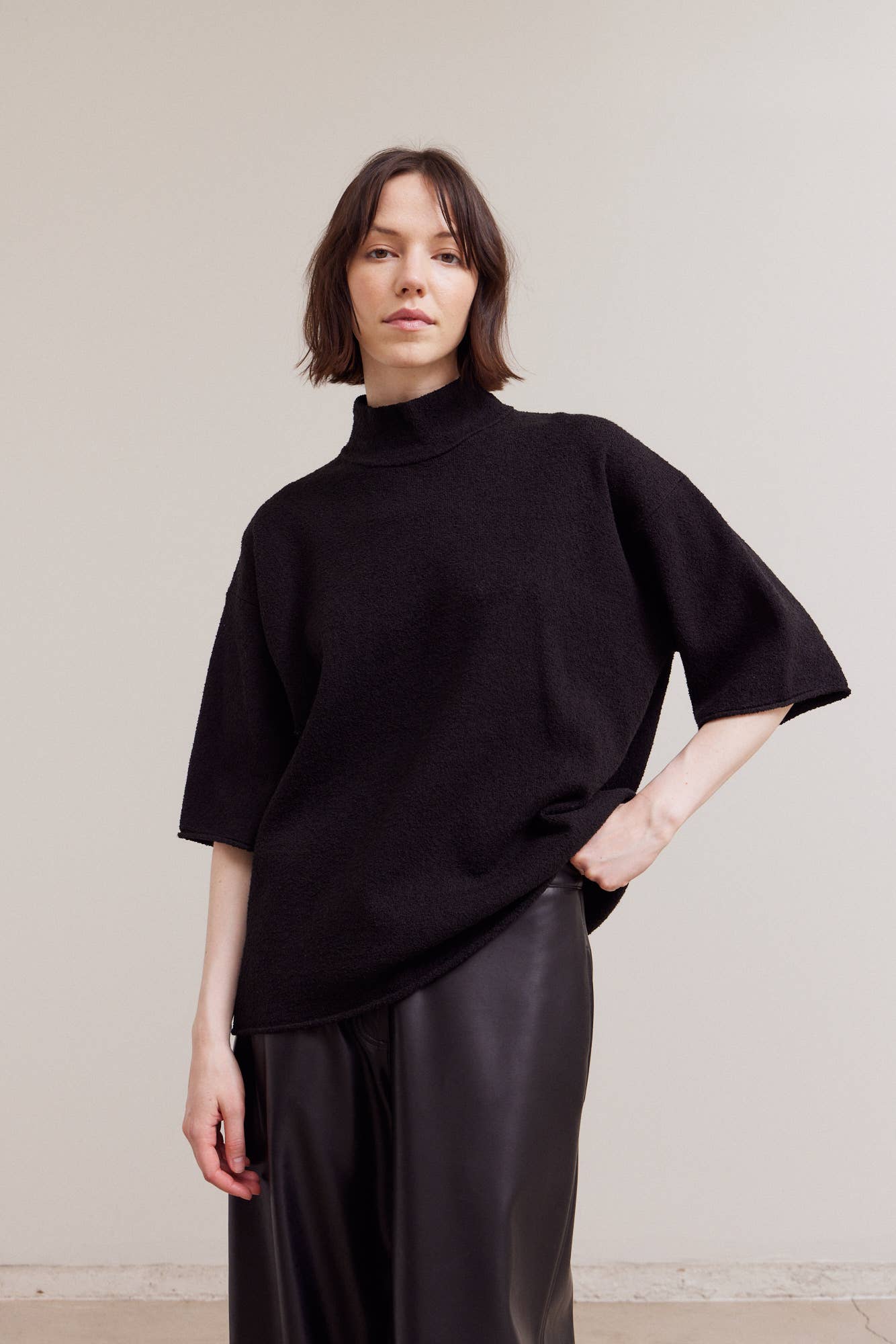 MOCK NECK LOOSE FIT SWEATER