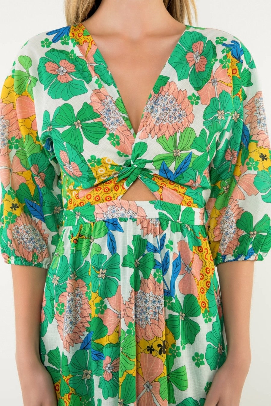 Twist Detail Floral Maxi Dress