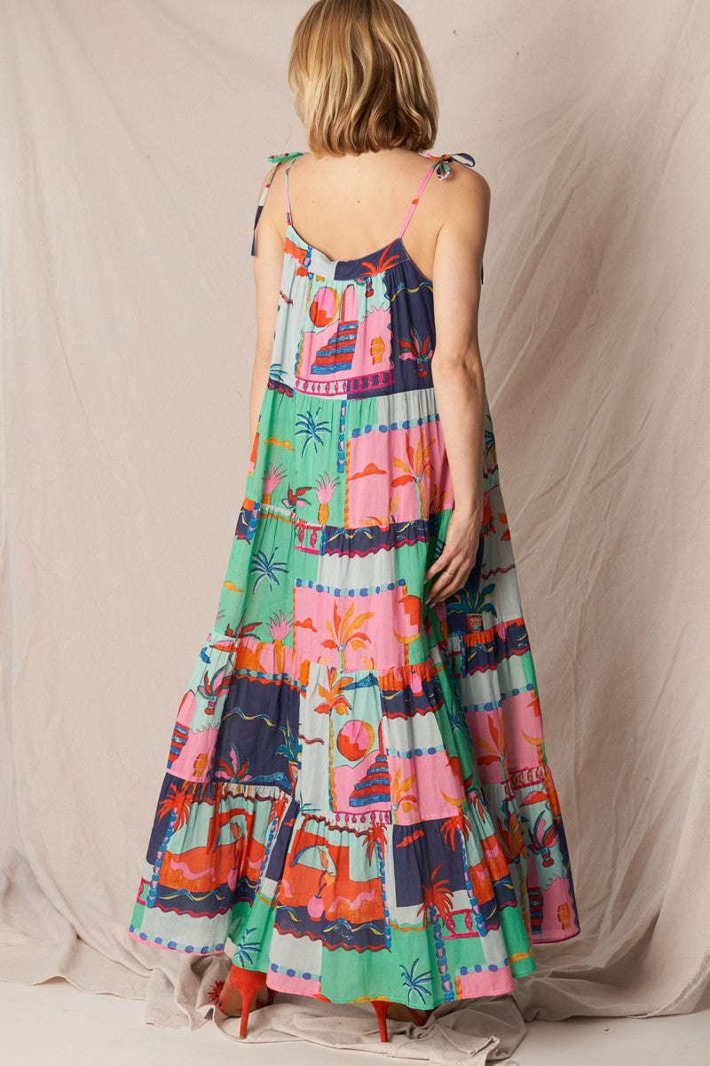 Ocean Bloom Tiered Maxi