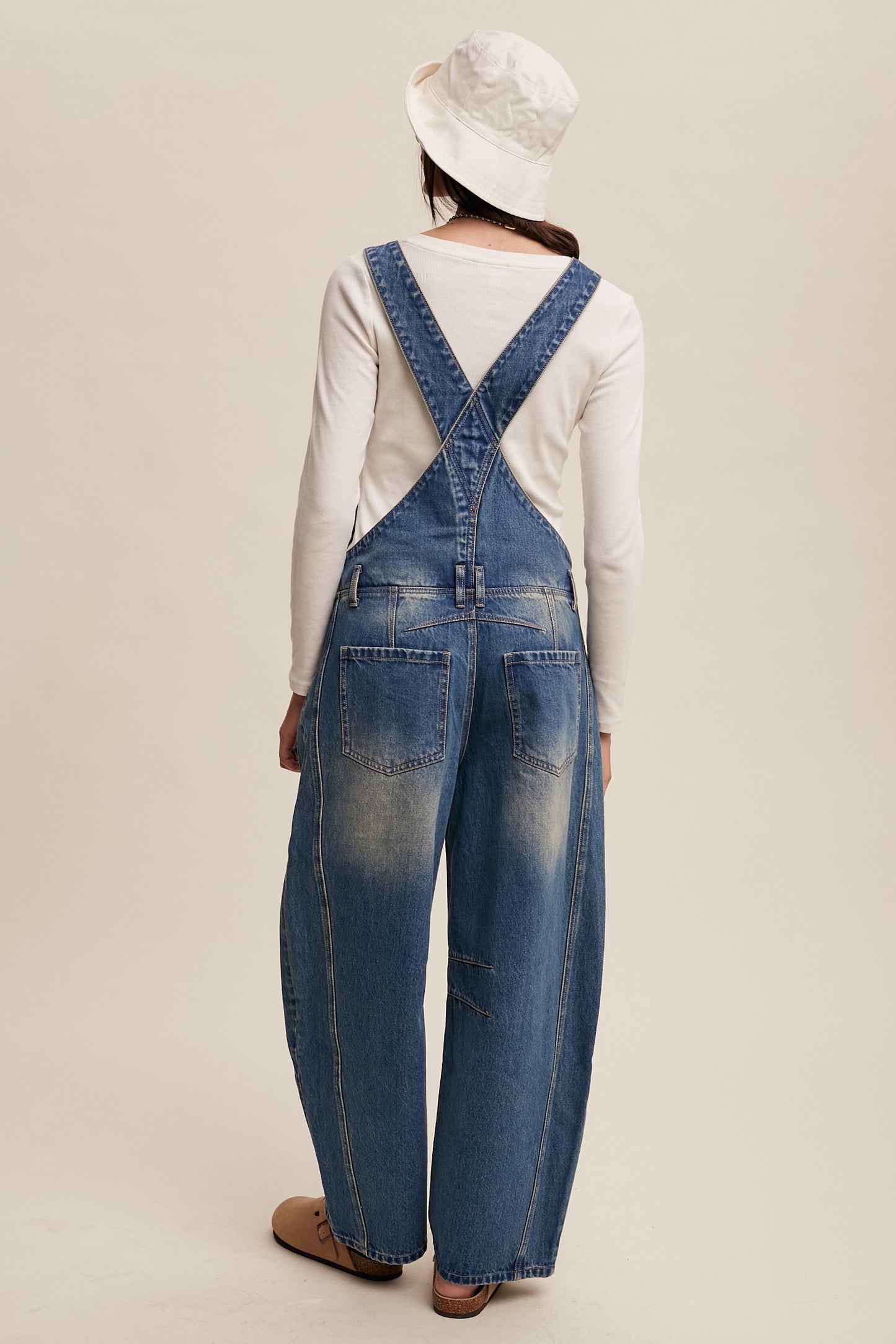 Denim Barrel Overalls