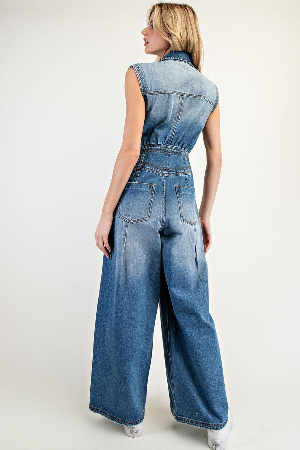 Snow Washed Button Down Jumpsuit