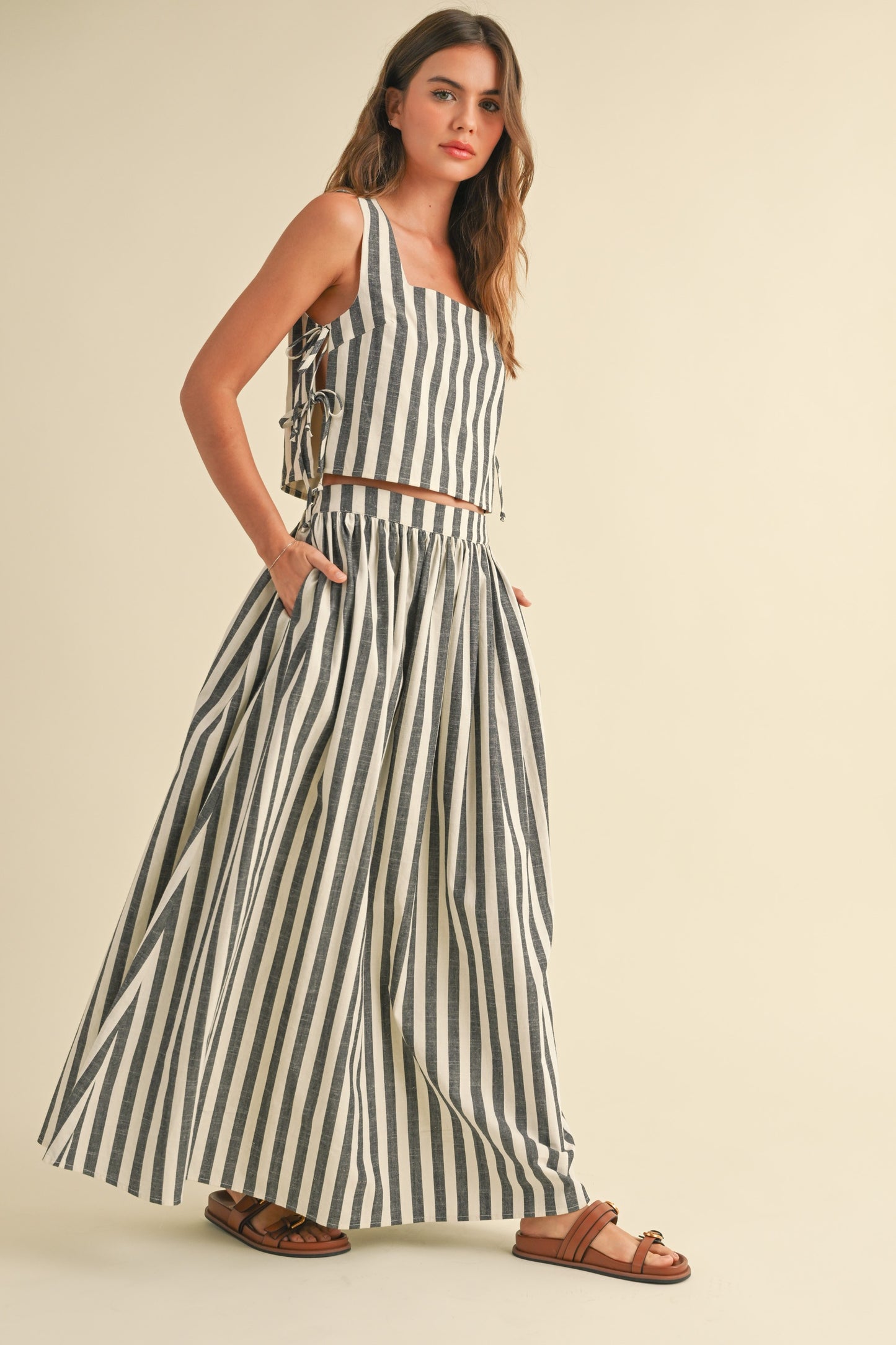 Black and White Side Tie Top
