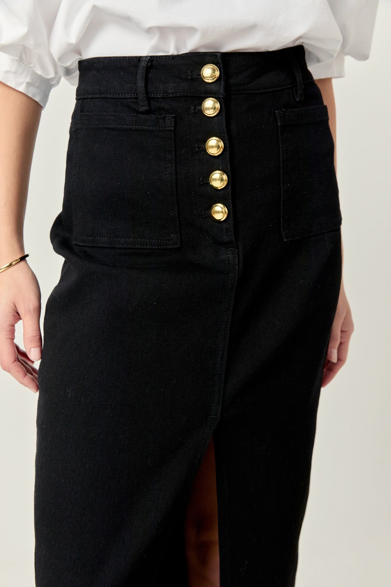 Black Denim Maxi Skirt