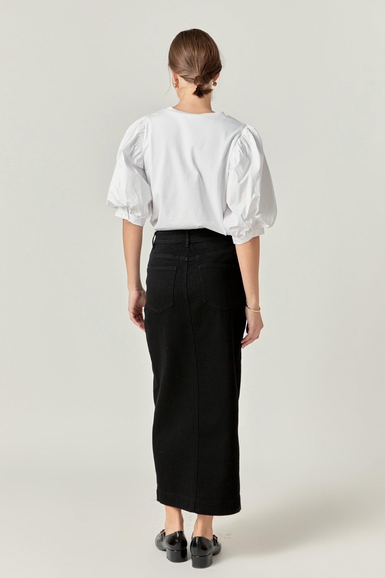 Black Denim Maxi Skirt