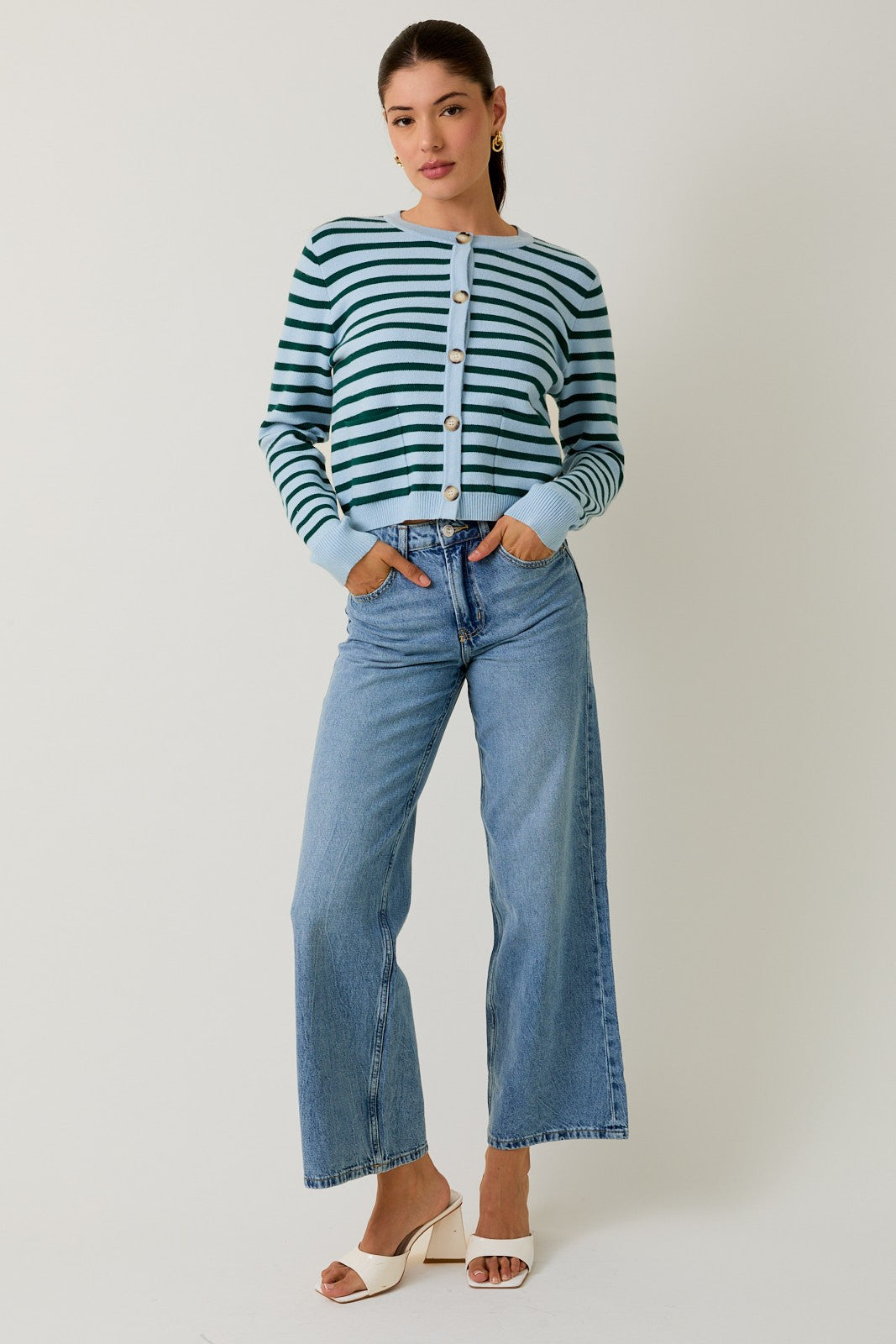 Blue/Green Stiped Cardigan
