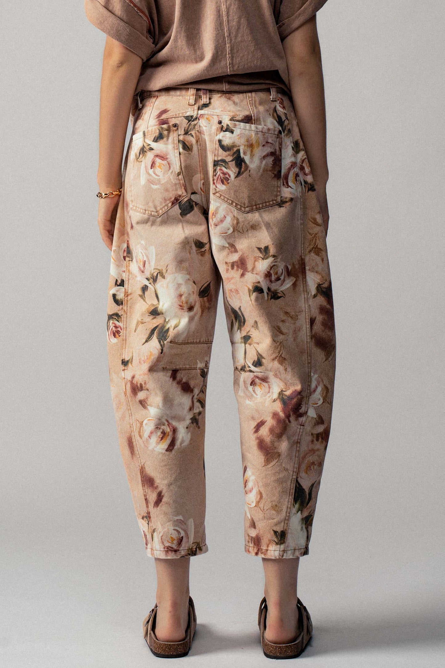 Vintage Relaxed Floral Print Barrel Jeans