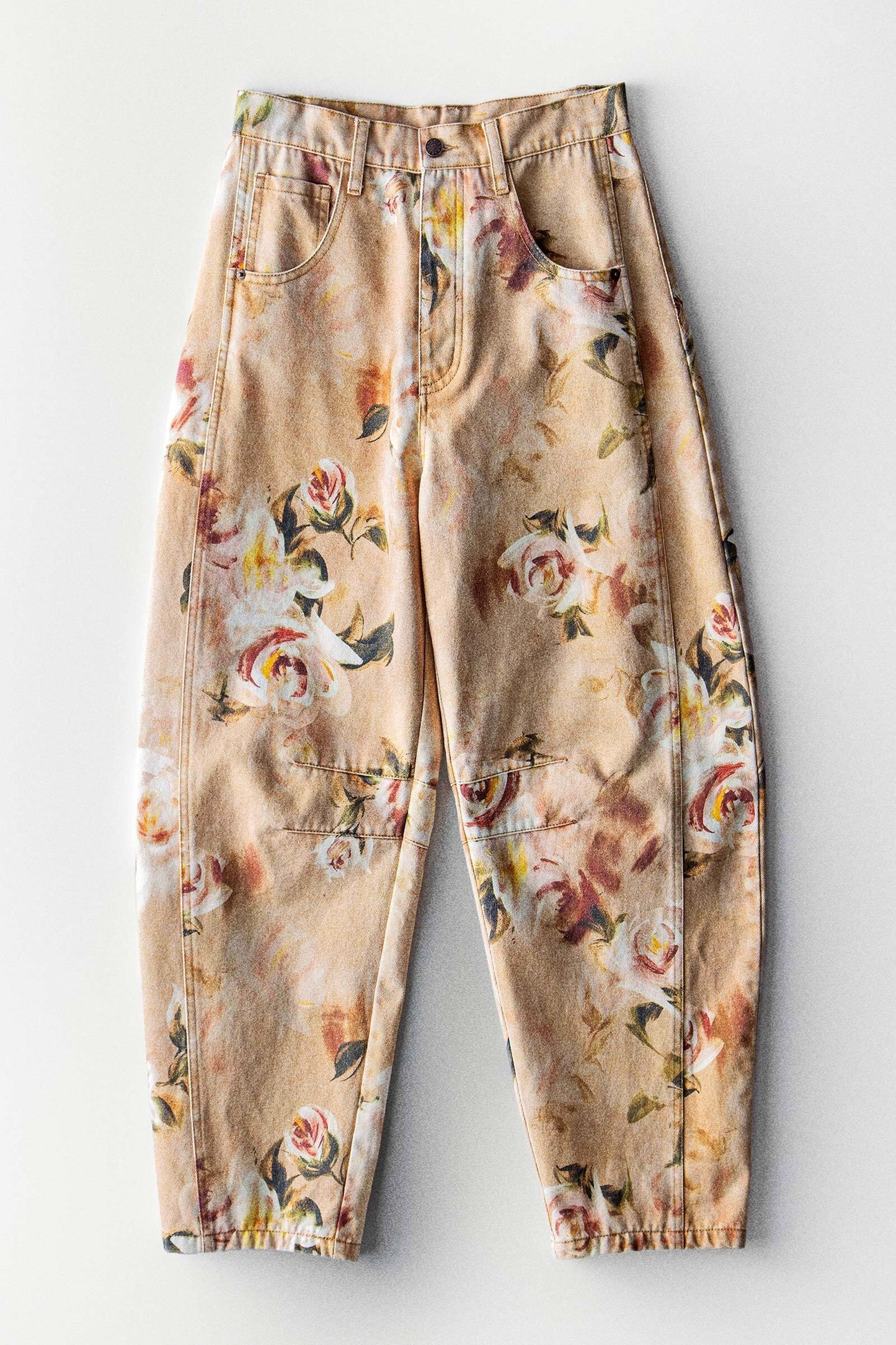 Vintage Relaxed Floral Print Barrel Jeans