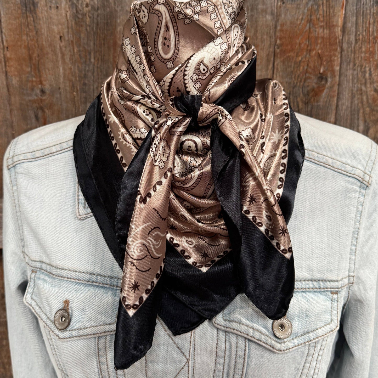 Black and Tan Floral Paisley Wild Rag / Scarf