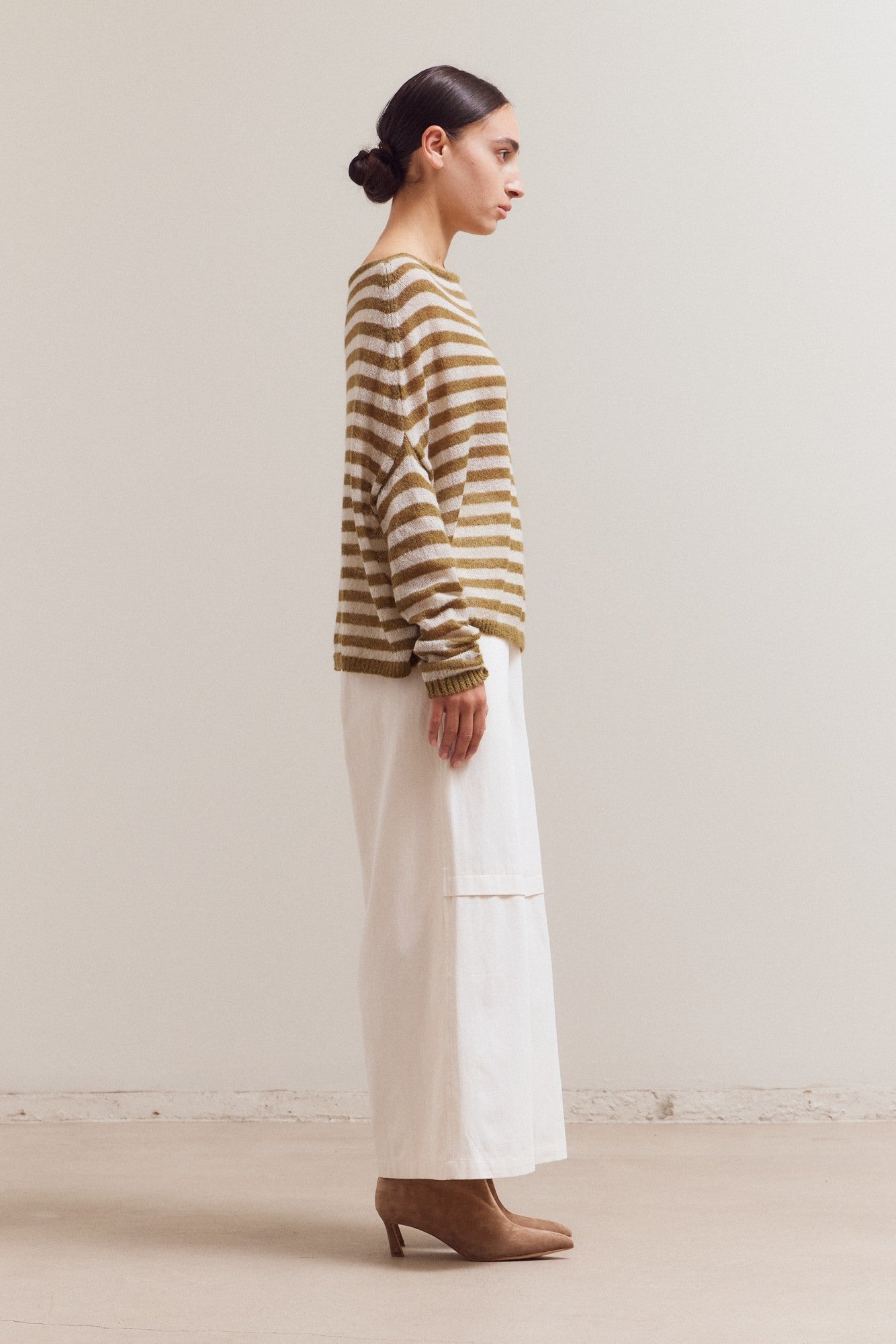Tapenade Stripe Off Shoulder Knit Top