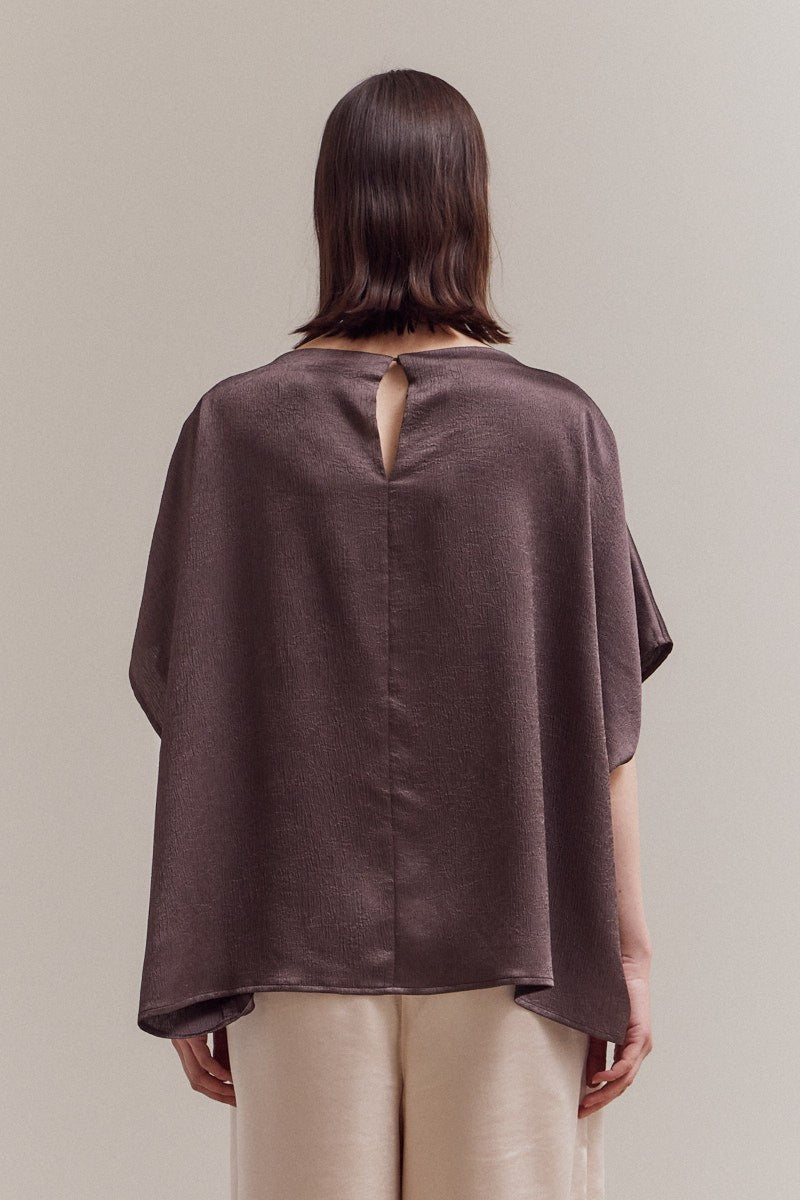Draped Loose Fit Top - Aubergine