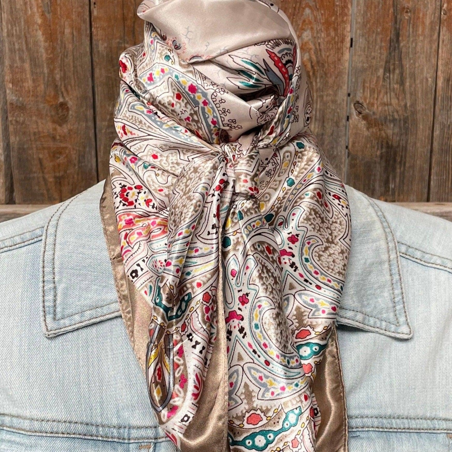 Tan Floral Wild Rag/Scarf