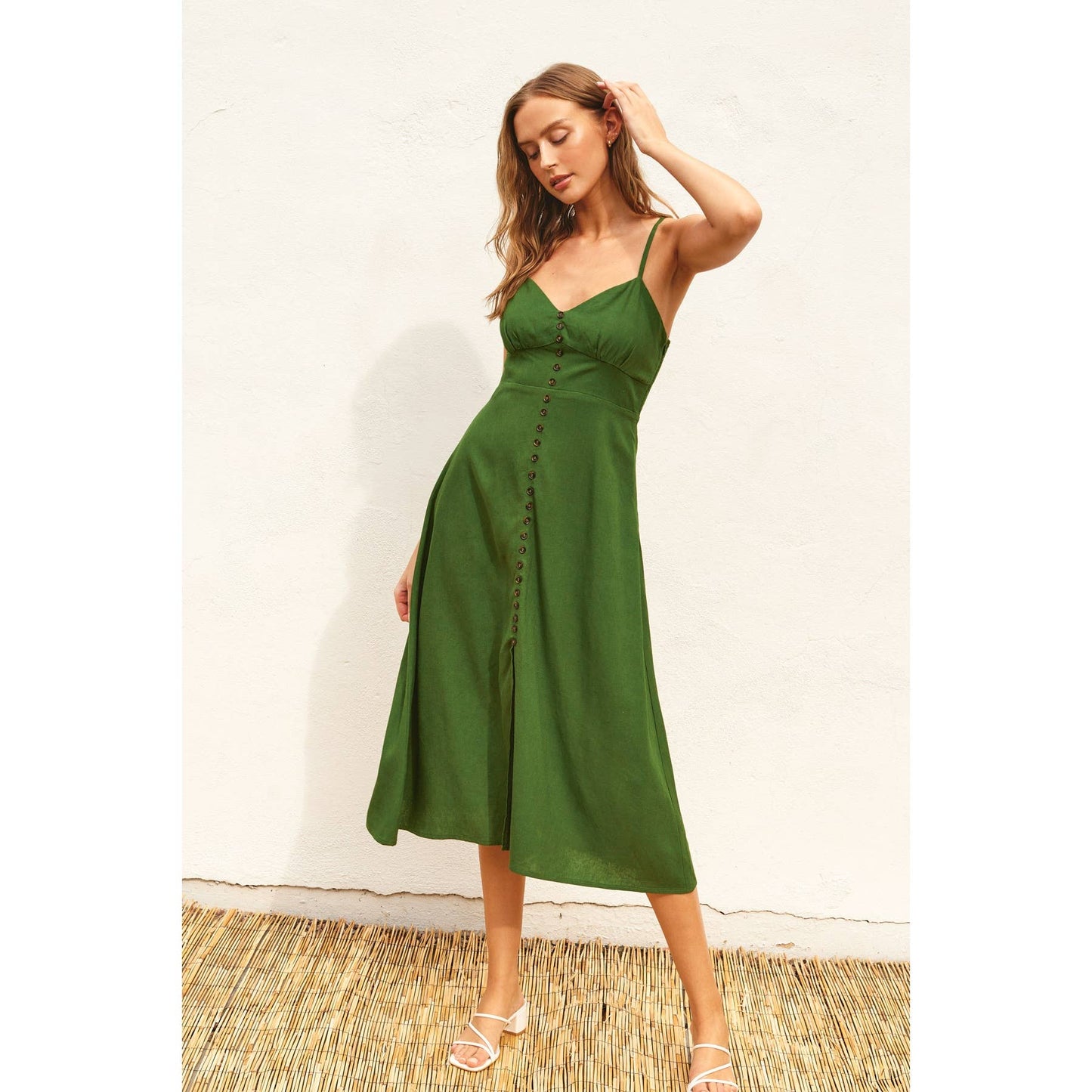 Heaven Sent Button Front Midi Dress