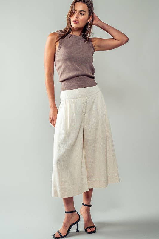 Bohemian Extra Wide Leg Ankle Length Pull On Pants