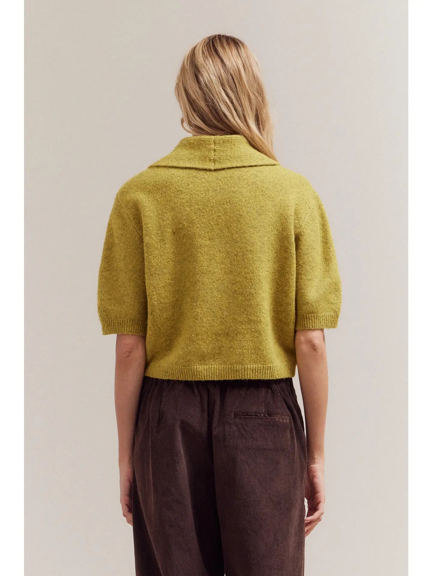 Citron 3/4 Sleeve Collar Sweater