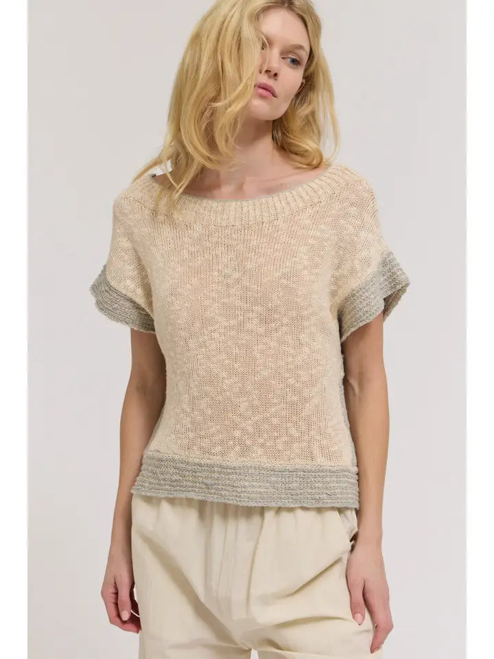 Drop Shoulder Overlap Side Seam Top - Cloud