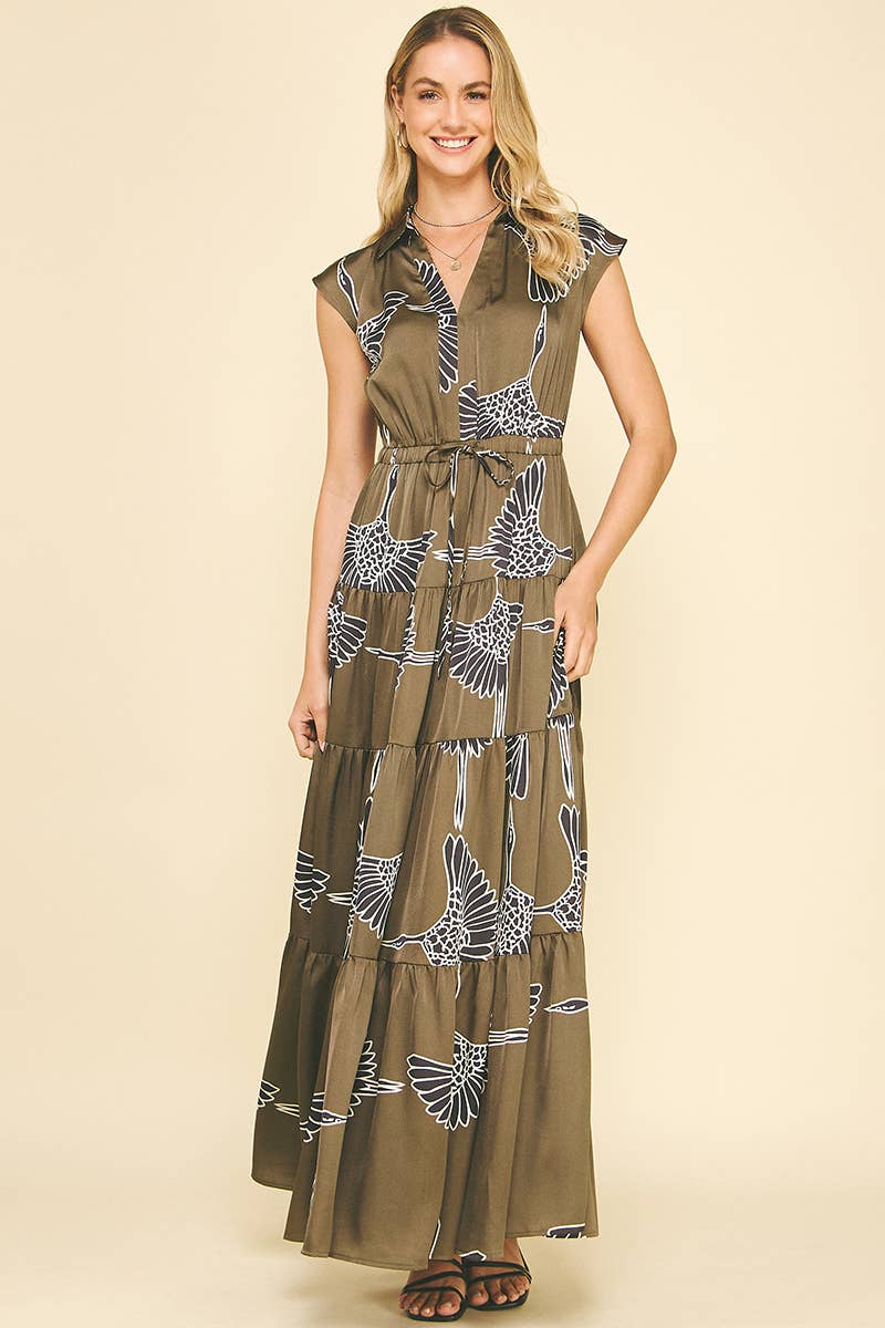 Olive Tiered Maxi Dress