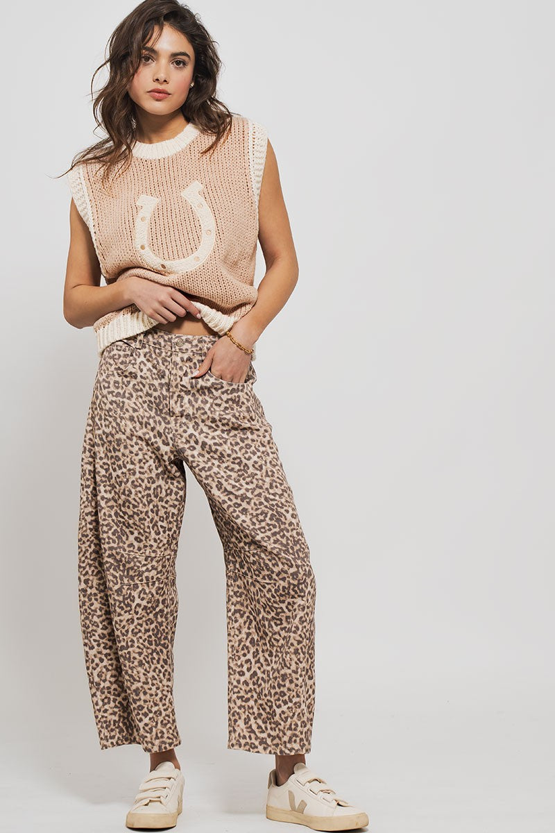 The Wild Side Leopard Barrel Jeans