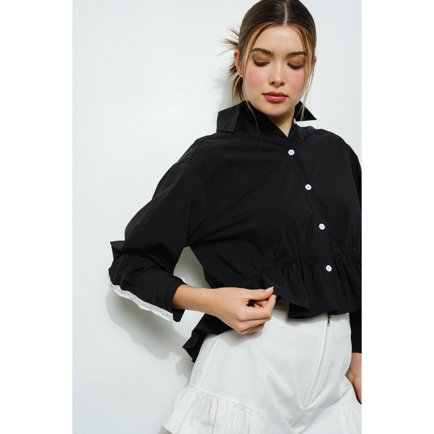 BLK Long Sleeve Shirt with Peplum Detail