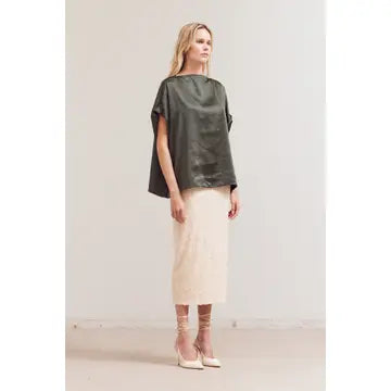 Draped Loose Fit Top - Deep Forest