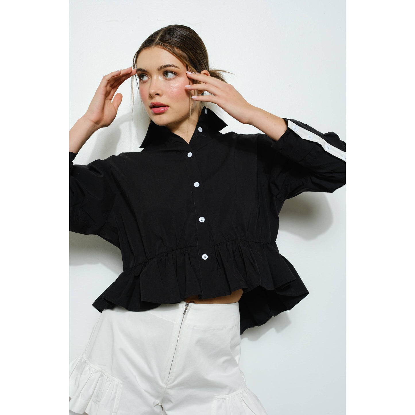 BLK Long Sleeve Shirt with Peplum Detail