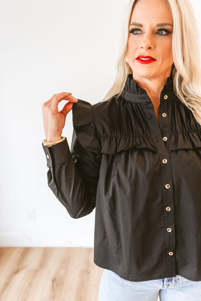 Button Down Ruffled Blouse