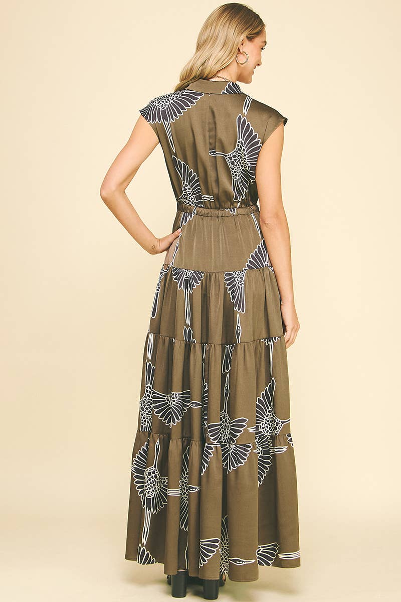 Olive Tiered Maxi Dress