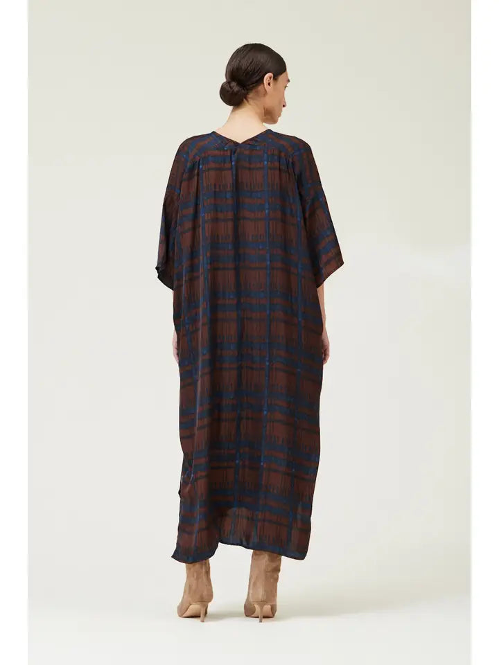 Satin Print Tunic Dress - Cocoa
