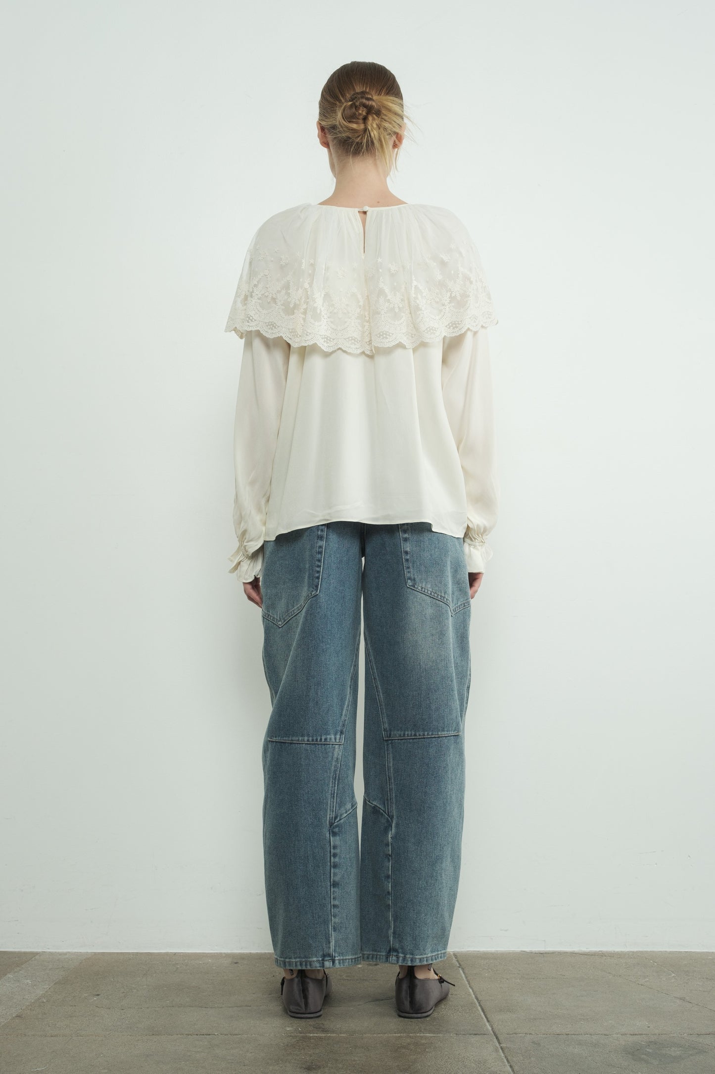 Cream Lace Cape Blouse