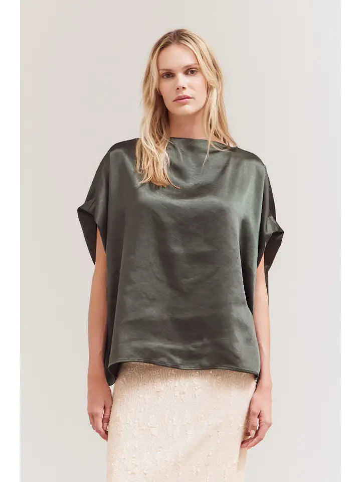 Draped Loose Fit Top - Deep Forest