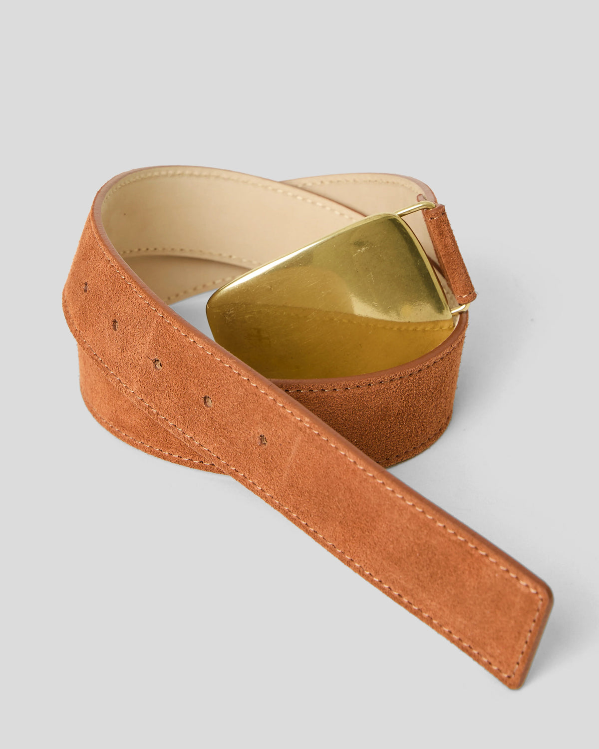 Leighton Suede Belt - Congnac/Brass