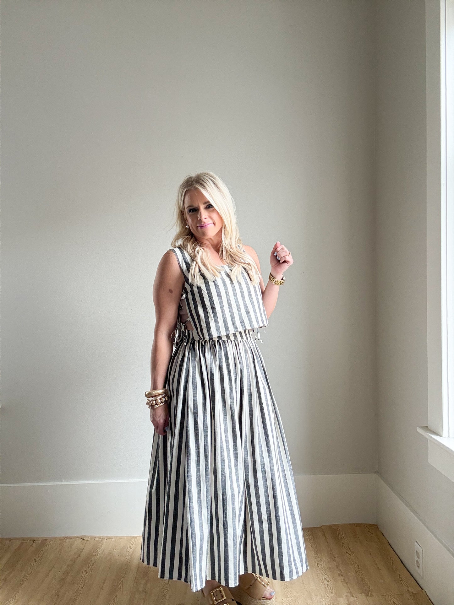 Black and White Side Tie Top
