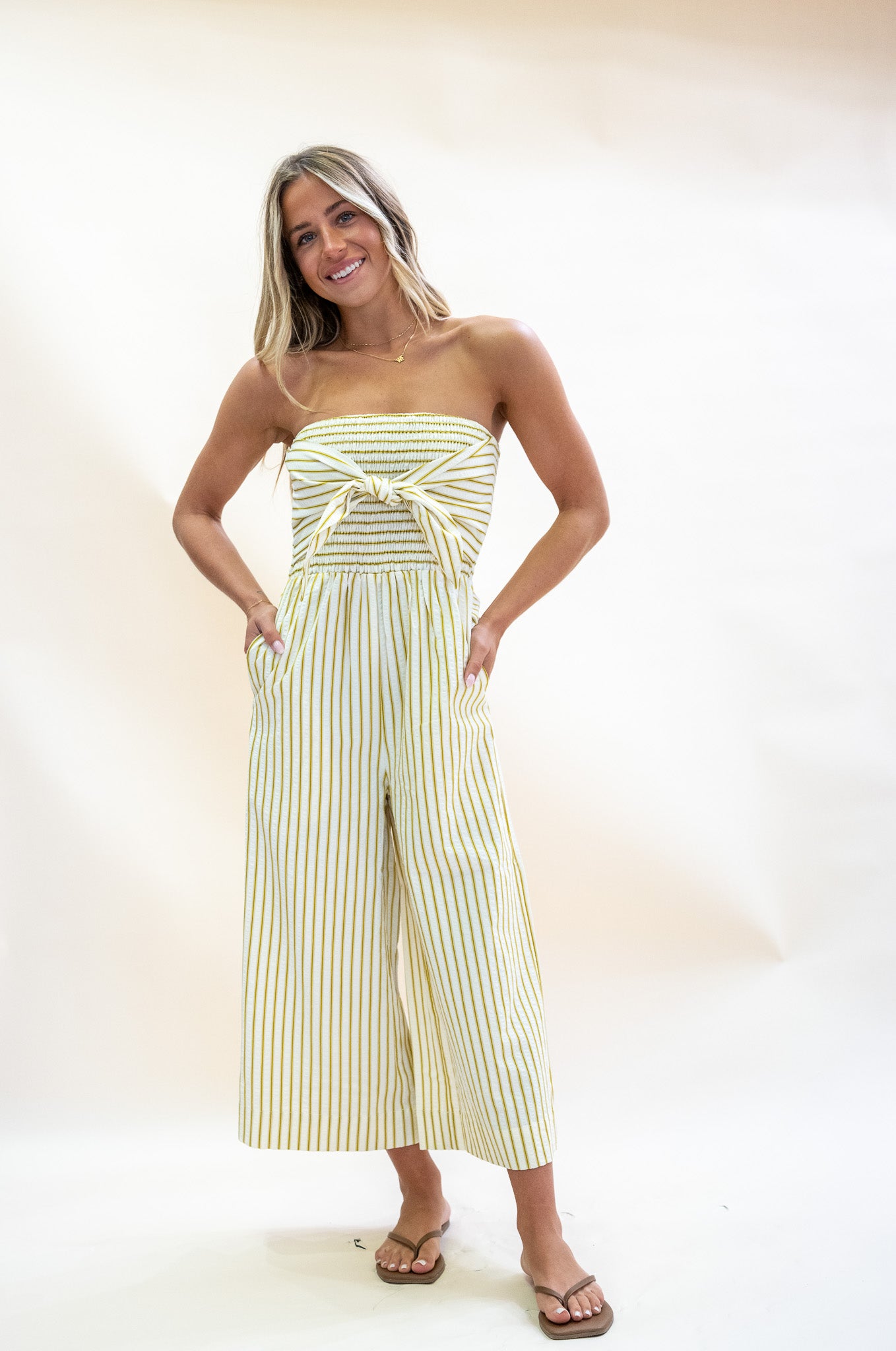 Elva Strip Jumpsuit - Citron Stripe