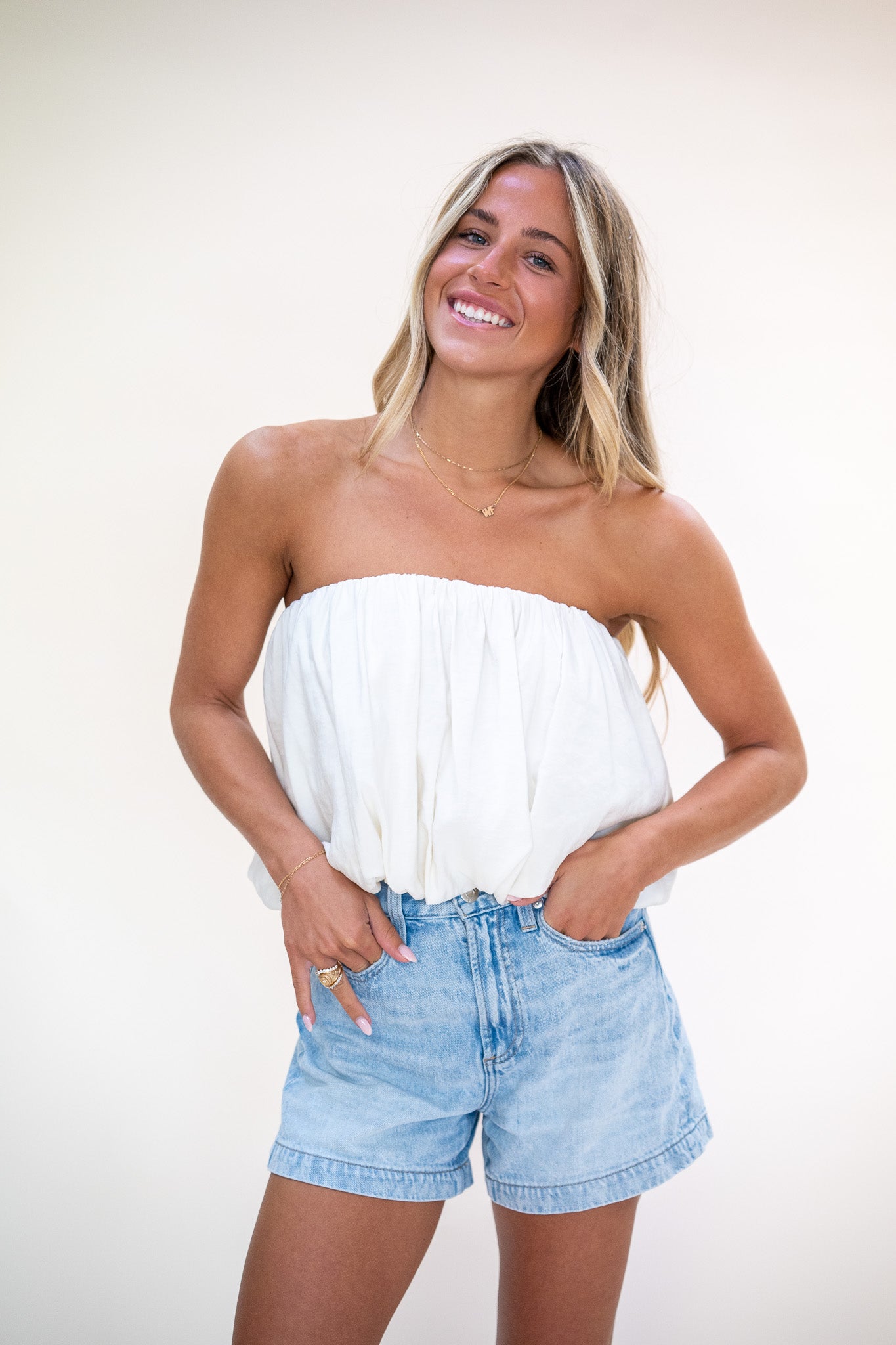 Serene Bubble Top - Salt