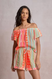 Corfu Top - Neon Aztec