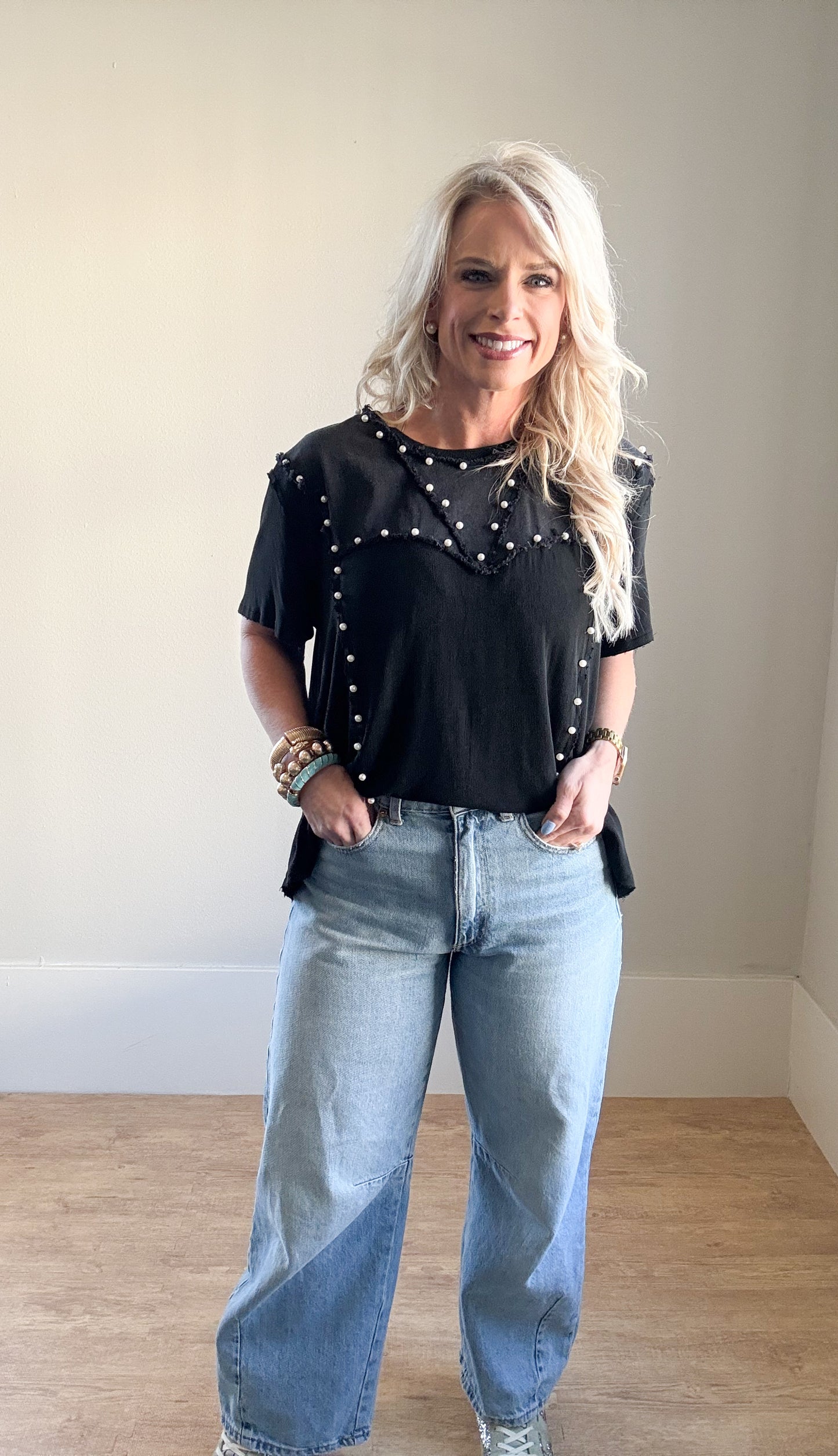 Black Pearl Embellished Top
