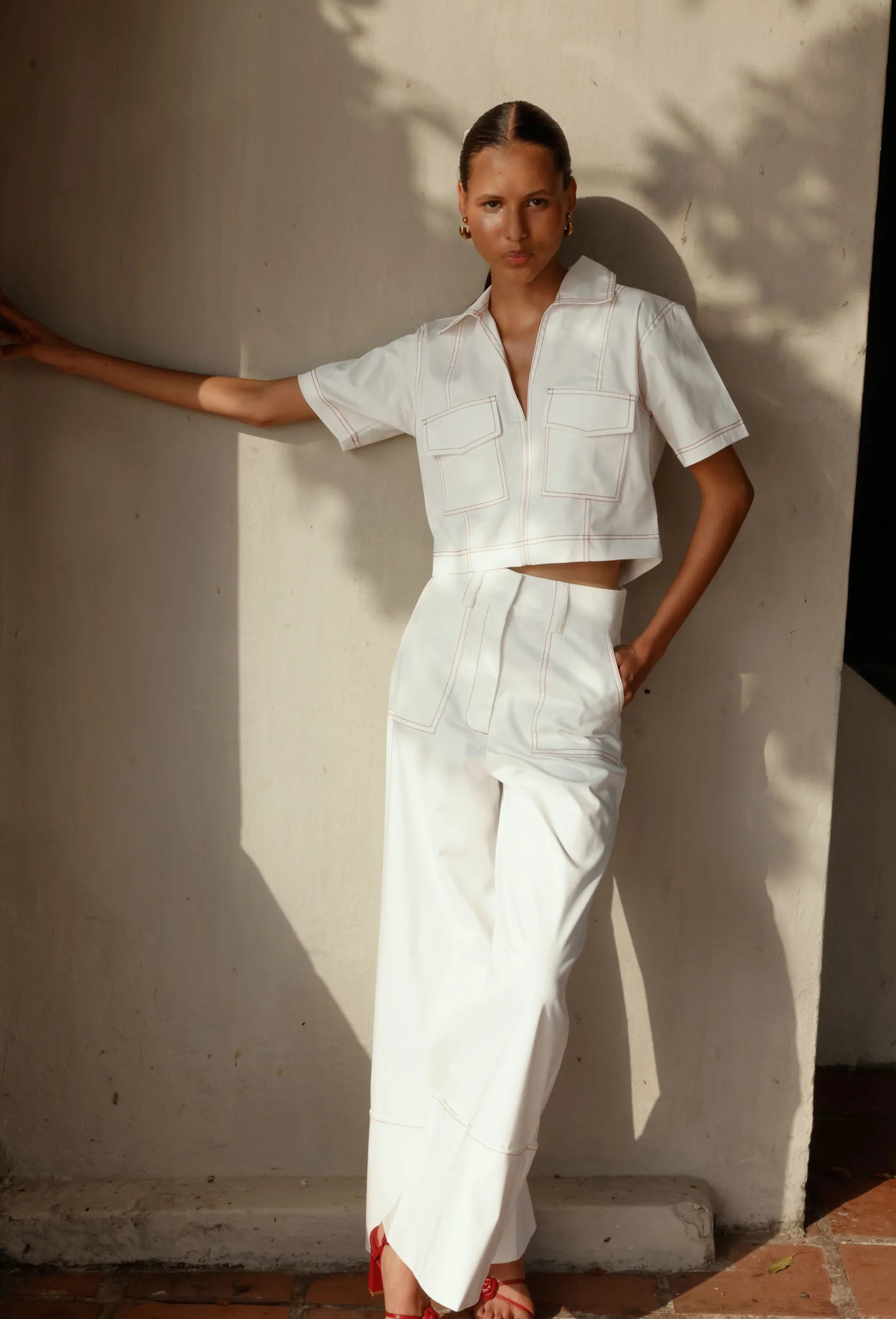 Luciana Pant - White/Brick