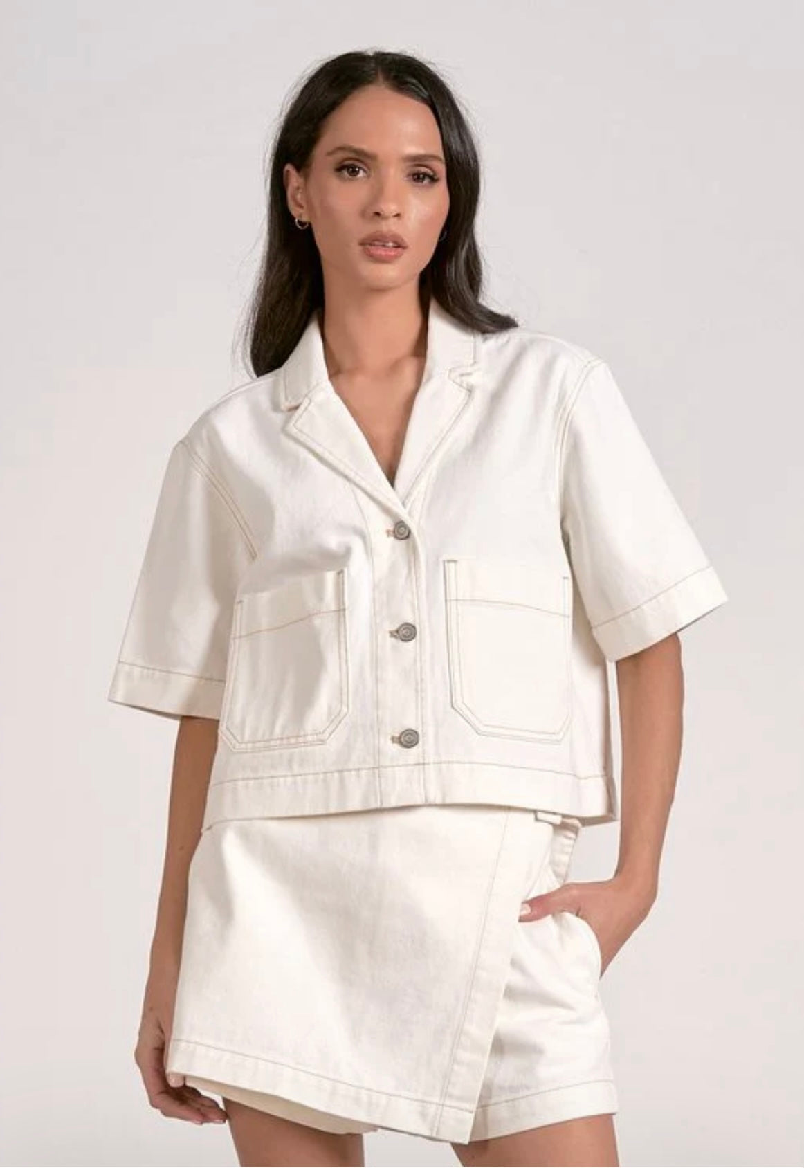 Natural Button Down Top