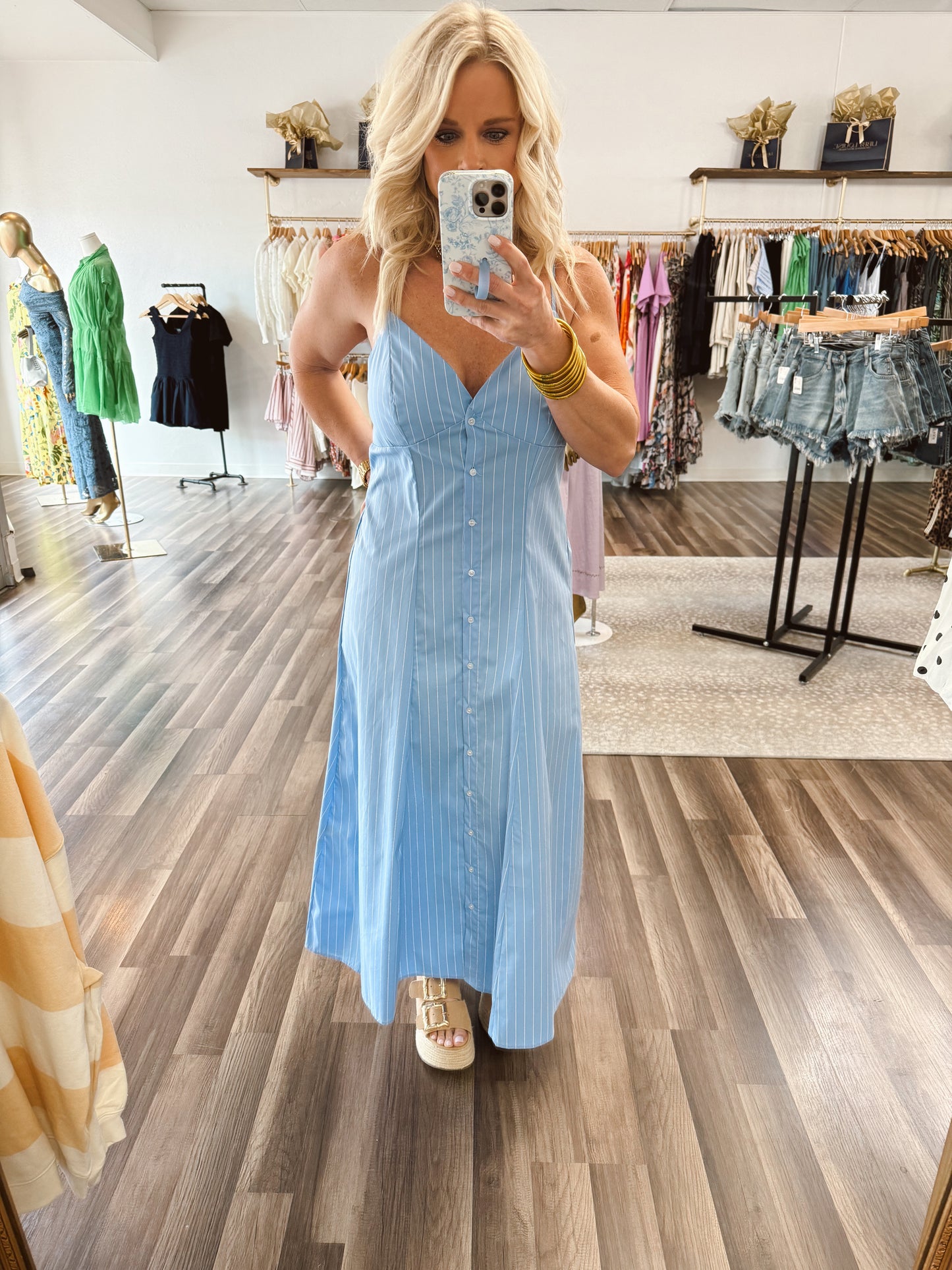 Adria Poplin Button Front Dress