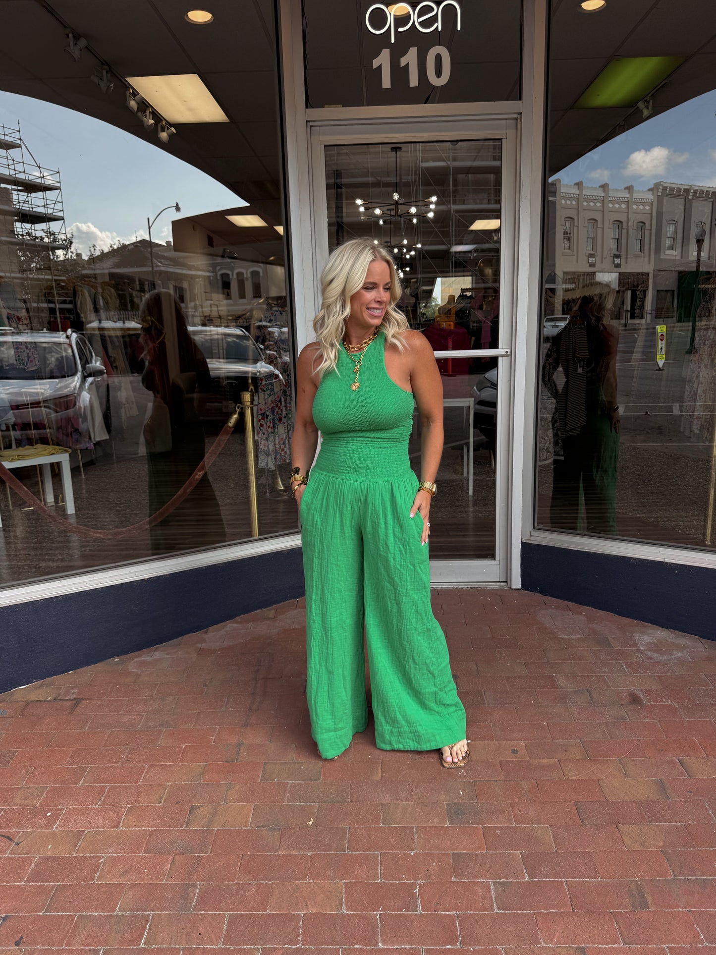 Halter Jumpsuit - Kelly Green