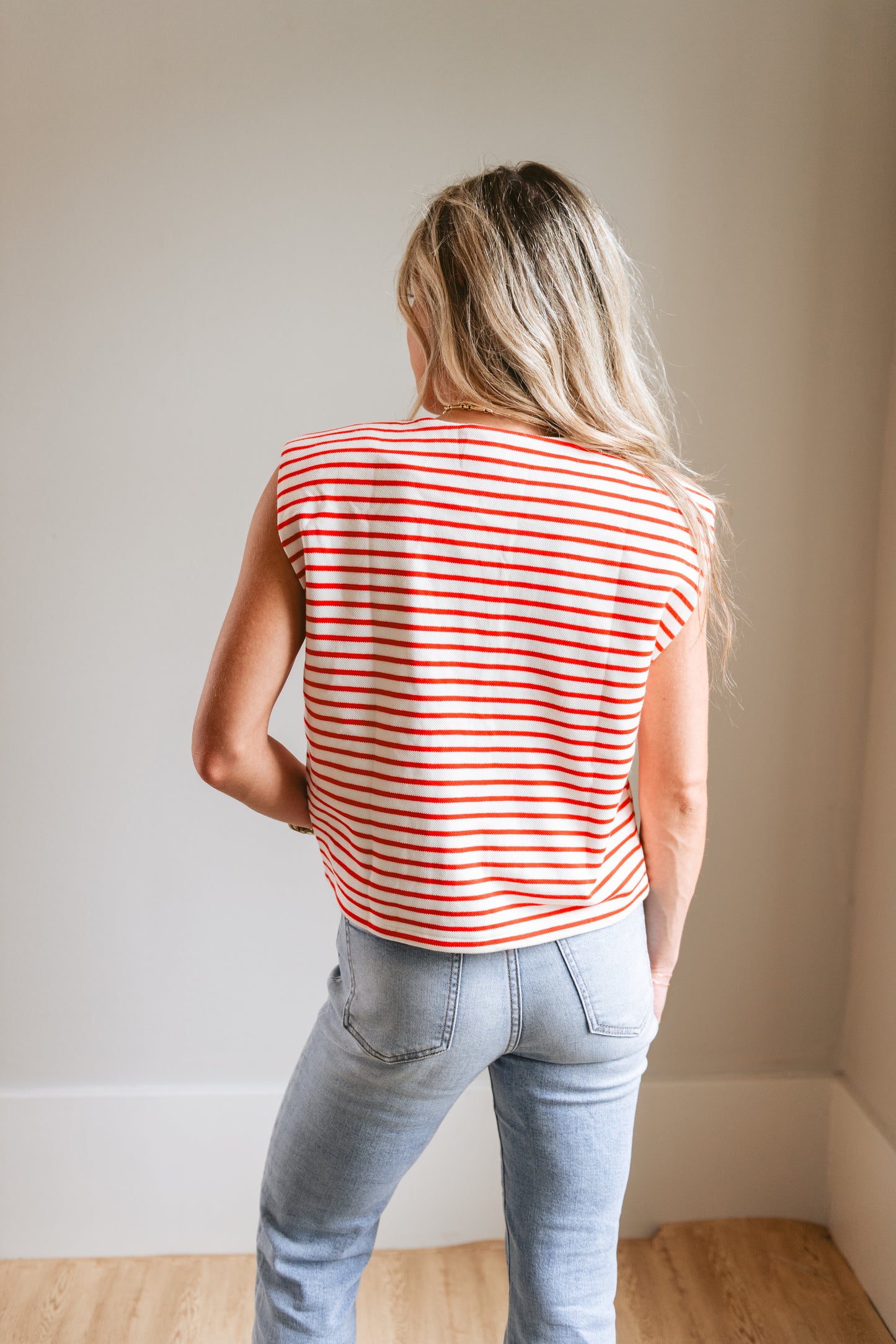 Red Striped Sleeveless Top