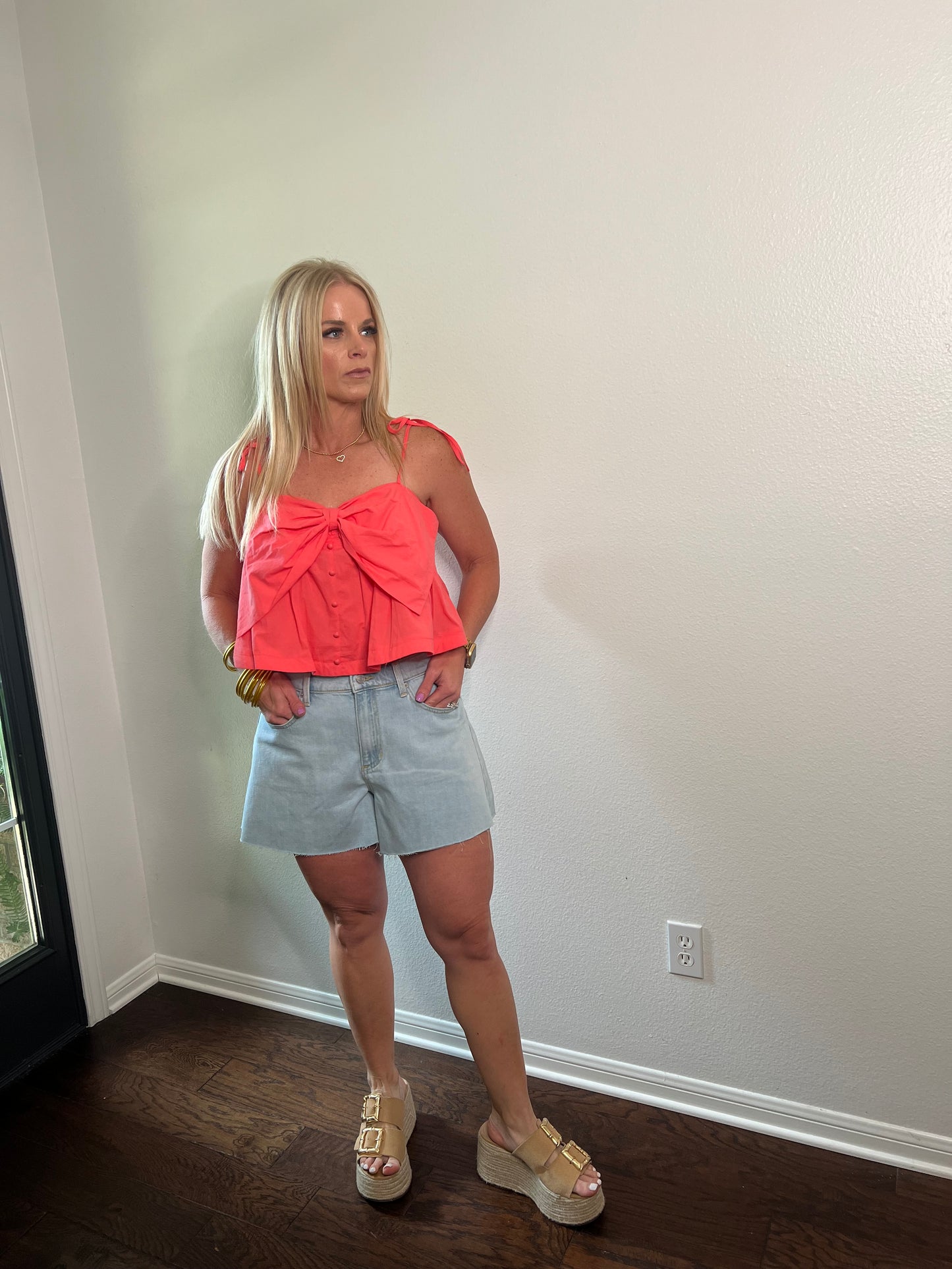 Coral Oversized Bow Top